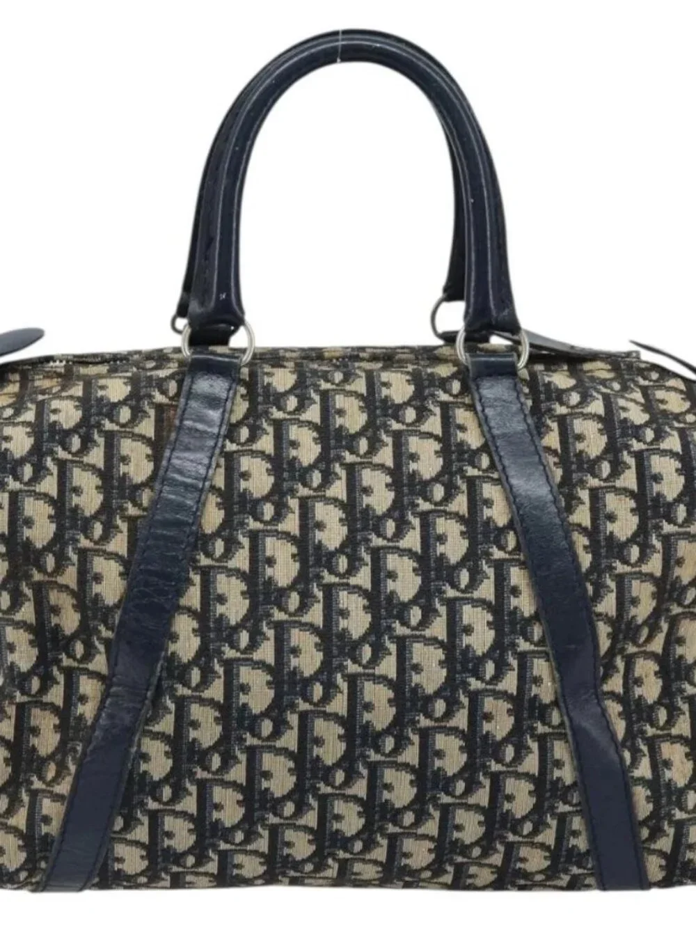 Christian Dior Trotter Canvas Boston Bag Navy Silver Auth ARZ339 - Picture 3 of 16